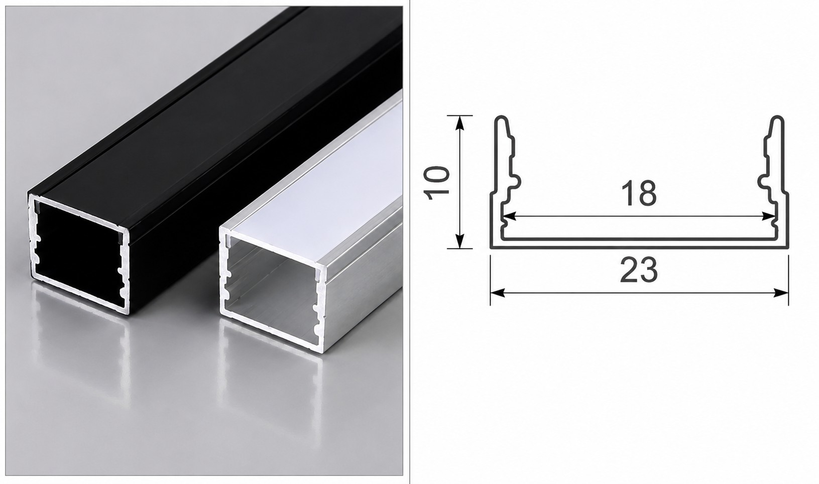 Profil de aluminiu montat 20*10mm 0.4mm ALU 1m(TR0331-0581)