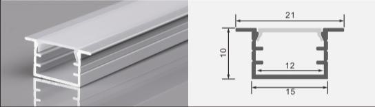 Profil aluminiu încastrat (2m) 21*10mm - 0,8 mm(TR0331-9008)