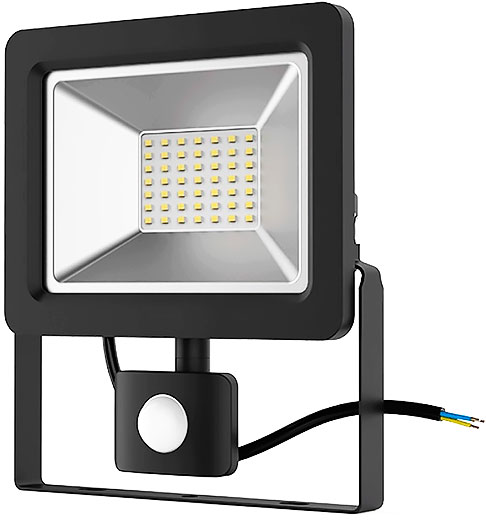 Прожектор светодиодный с датчиком движ 20W 220/240V 6000K IP65 Black(30)(TR0336-5202)