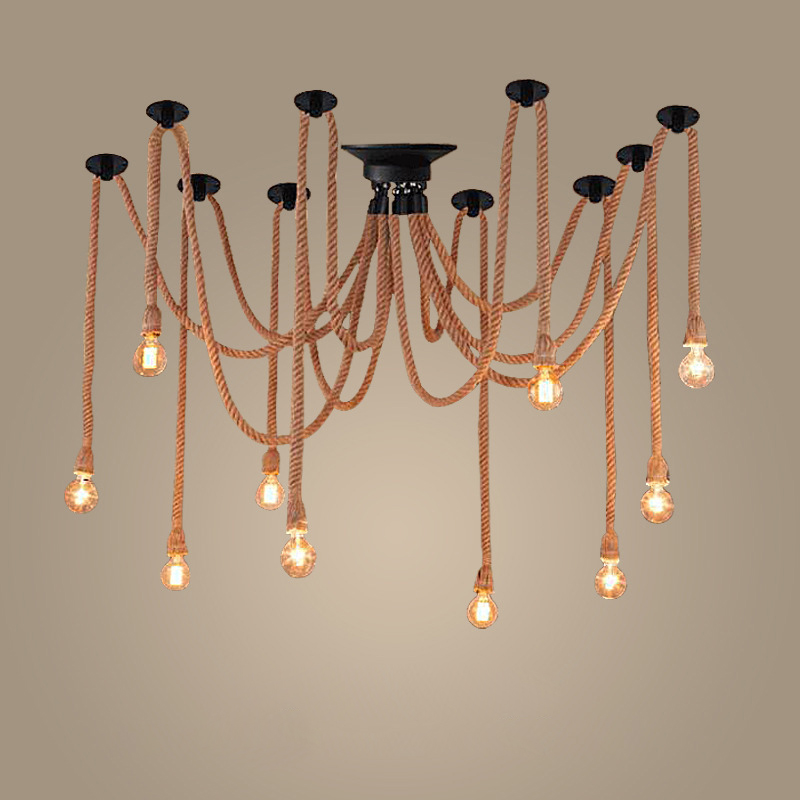 Підвісний світильник Max60W*E27 85-265V Black 150cm Rope E27*10(TR0370-0839)