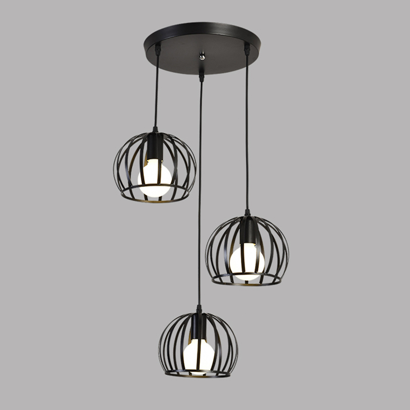 Lumină suspendată E27*3 185-265V Negru(1)(TR0370-0888)