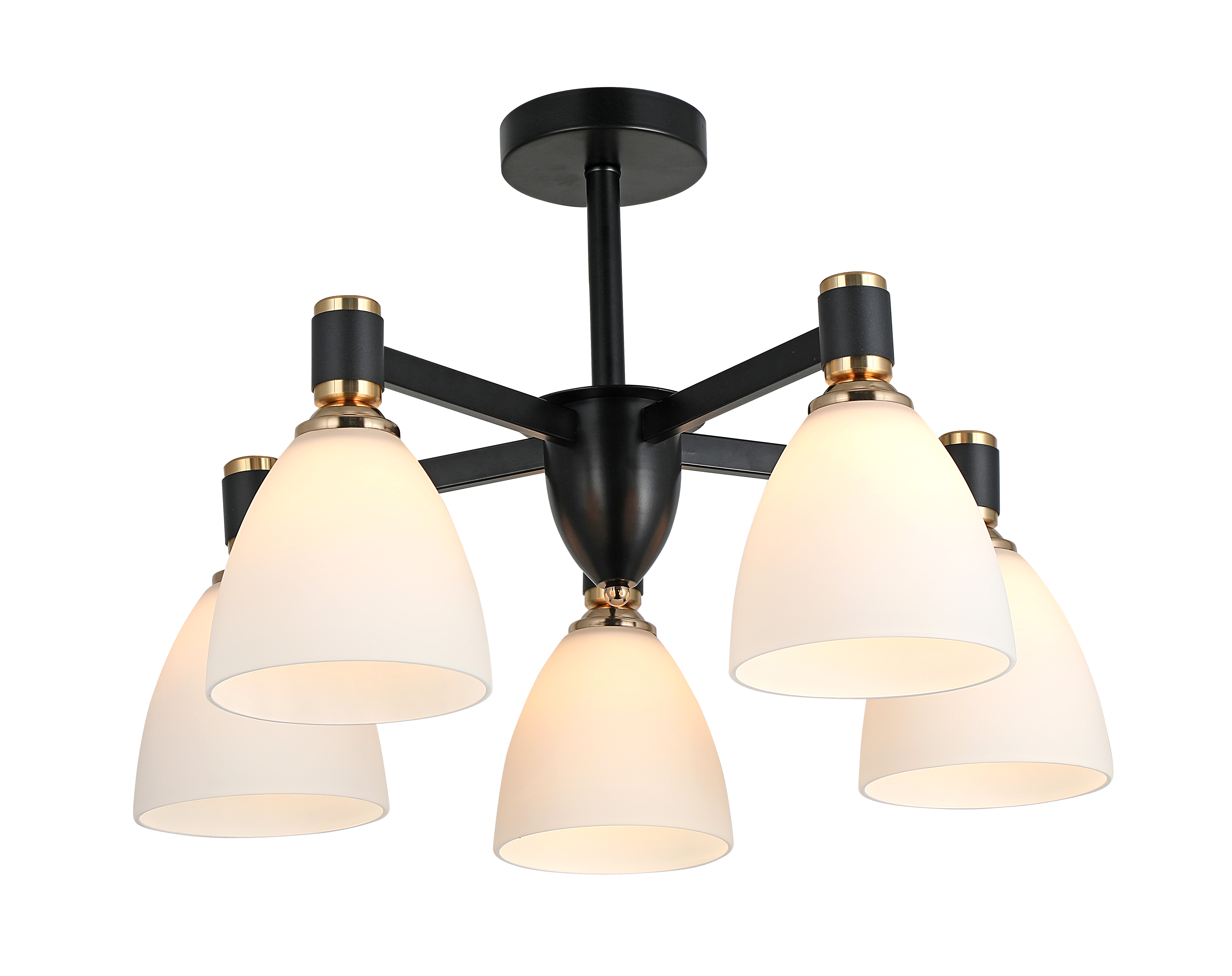 Люстра 5 рожков E27*5*40W, Ø590*H375 Gold+Matte Black(2)(tr0370-2688)
