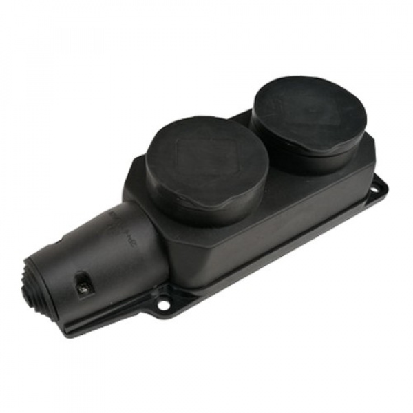 Розетка двухместная с загл. каучук 2Р+РЕ 16А 220В IP44 (60)(TR0612-1002)