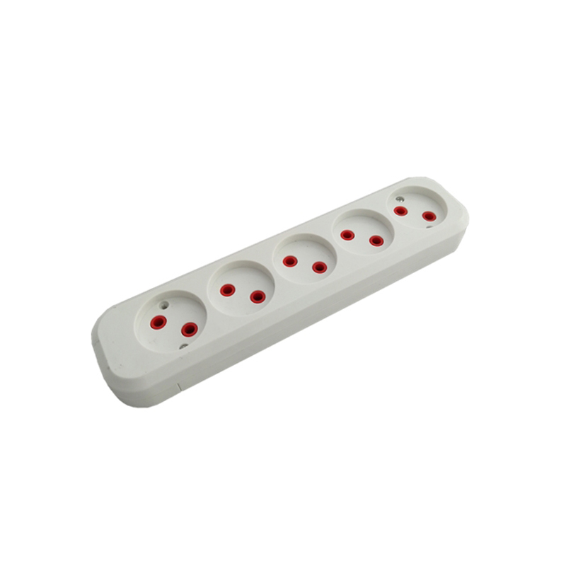 Priză de perete 5 prize 2P fără știft 10A 250V albă (100)(TR1806-0005)