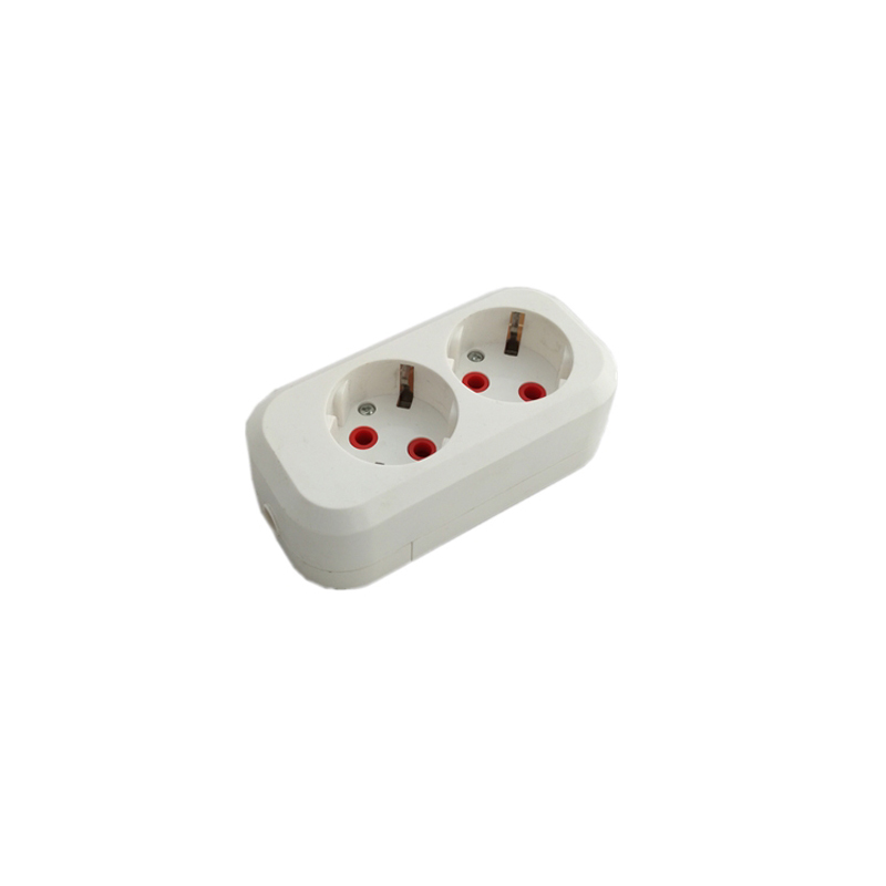 Priză de perete 2 prize 2P+Z 16A 250V albă (100)(TR1806-0012)