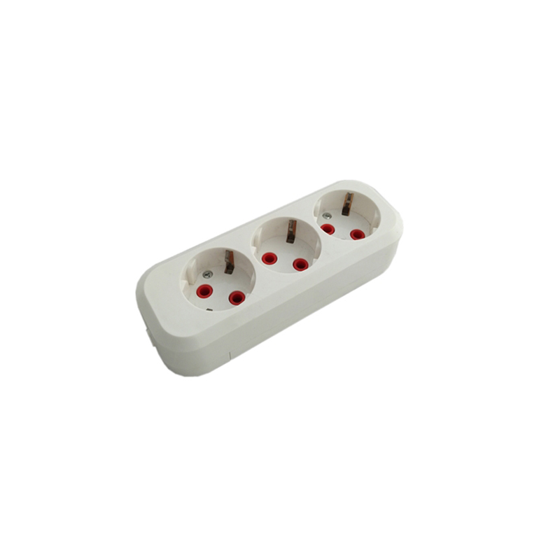 Priză de perete 3 prize 2P+Z 16A 250V albă (100)(TR1806-0013)